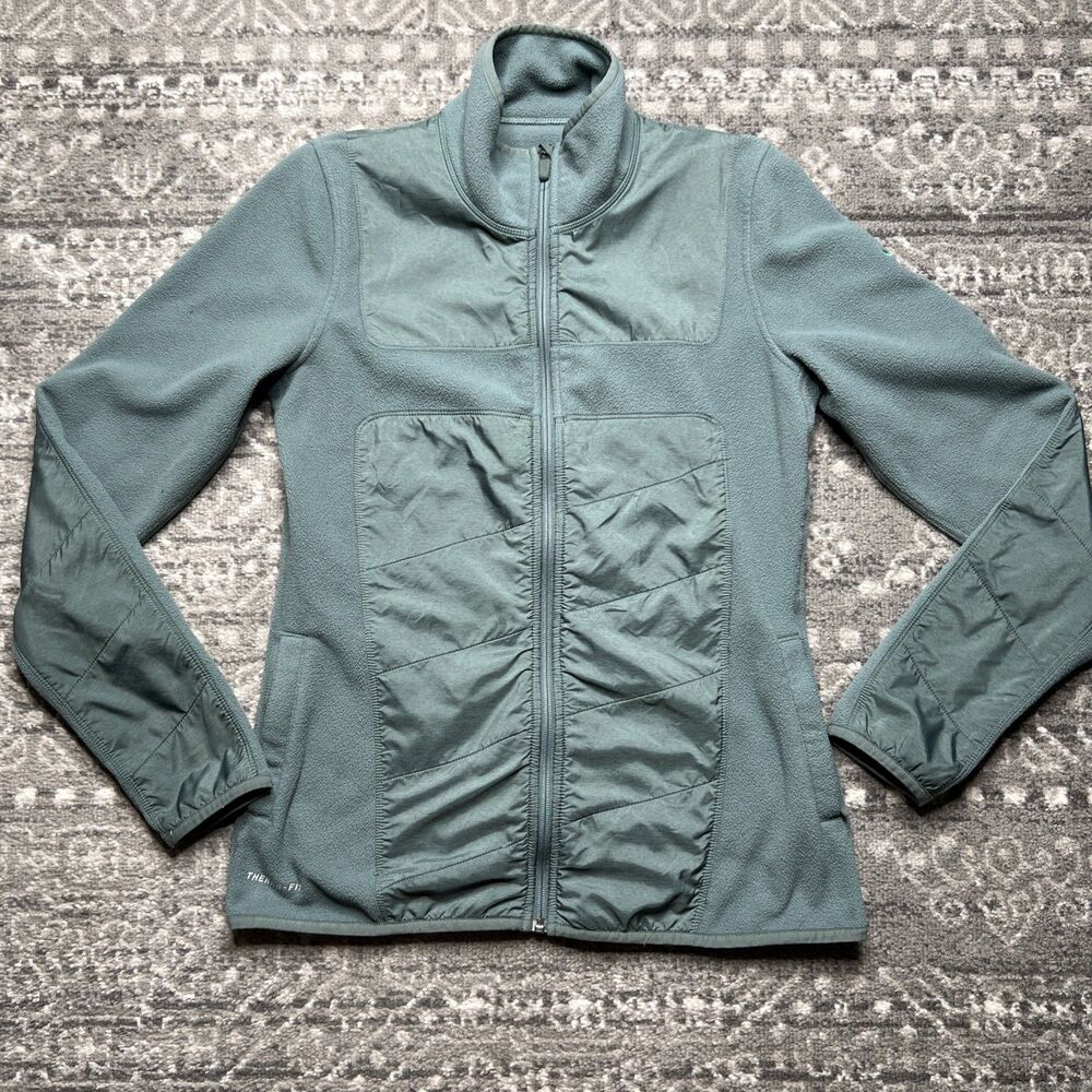 Nike Womens Therma Fit Full Zip Fleece Jacket Size Medium Zip Pockets Sage Green